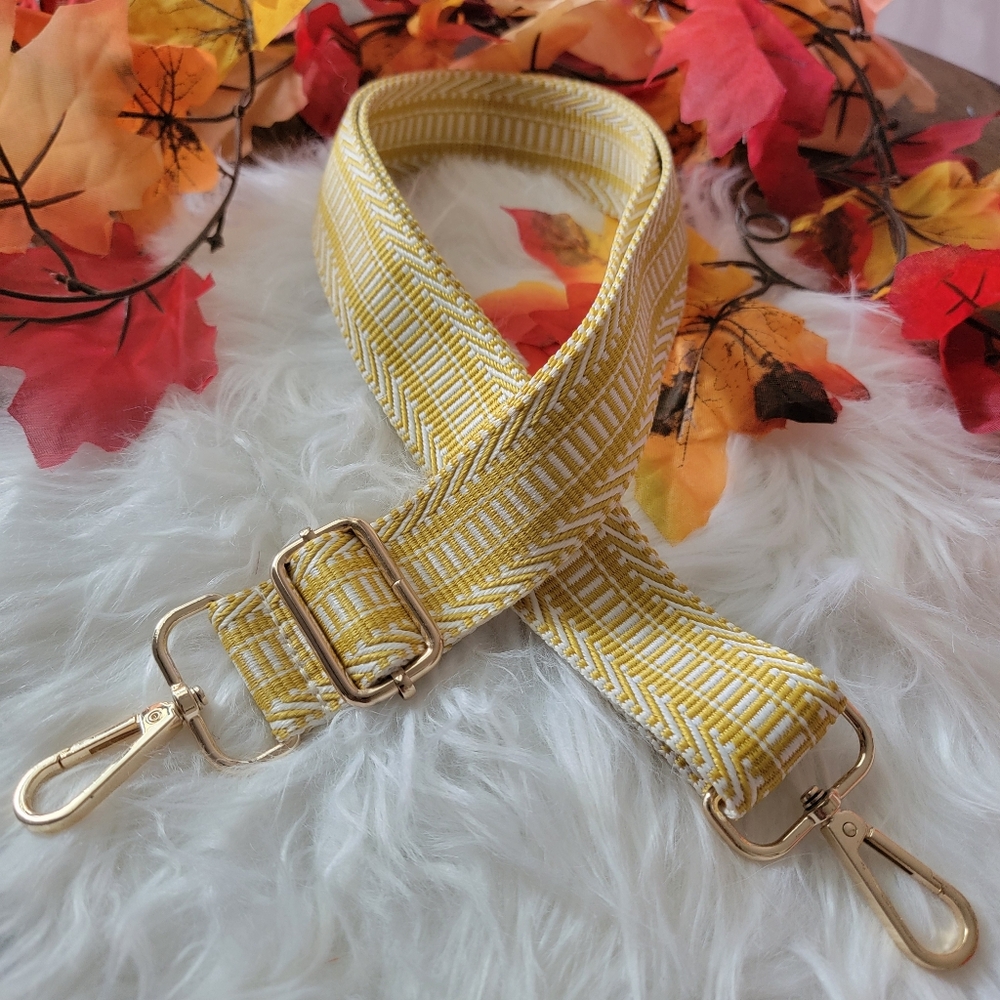 Yellow and White Adjustable Replacement Bag Strap